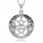 Stříbrný přívěsek - Kruh se dvěma pentagramy