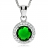 Stříbrný přívěsek - Smaragdově zelený kulatý kámen