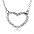 Stříbrný náhrdelník - Srdce se zirkony (CZ