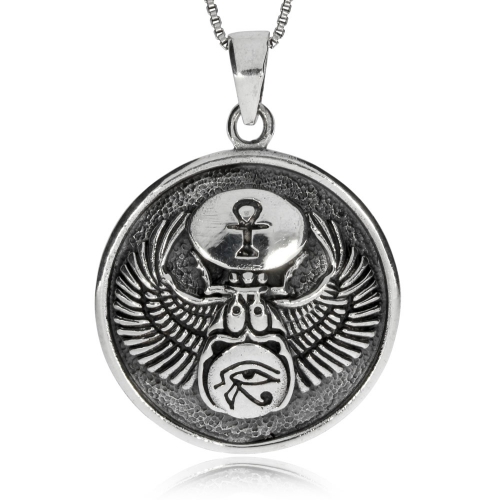 Stříbrný přívěsek - Medailon s egyptskými motivy