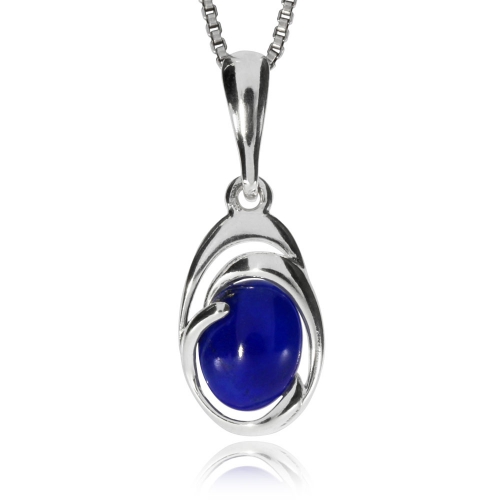 Stříbrný přívěsek - Oválek lapisu lazuli