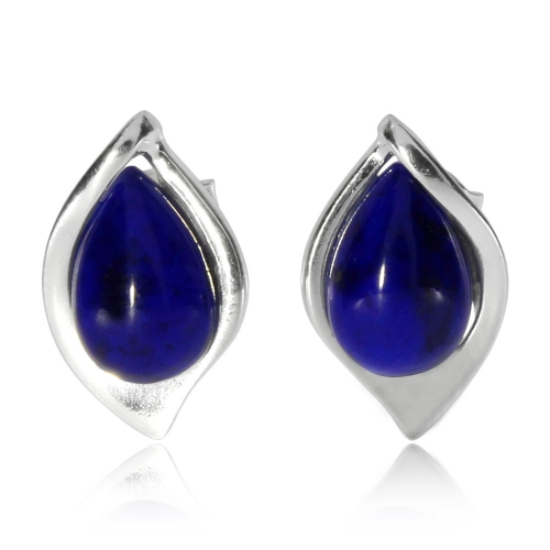 Stříbrné náušnice pecky - Modré kapky (lapis lazuli
