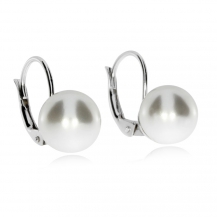 Stříbrné náušnice - s perlou (perla syntetická) na patent