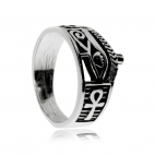 Stříbrný prsten - Egyptský motiv\nStříbrný prsten - Egyptský motiv