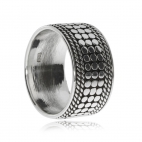 Stříbrný prsten - Široký zdobený kruh