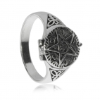 Stříbrný prsten - Otvírací pentagram\nStříbrný prsten - Otevírací pentagram