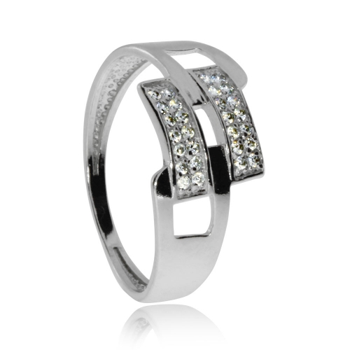 Stříbrný prsten - Cubic zirconia\nStříbrný prsten - Dvě řady zirkonů (cubic zirconia