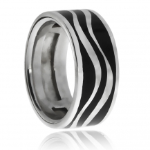 Pánský stříbrný prsten otočný, černá plocha a dvě linky